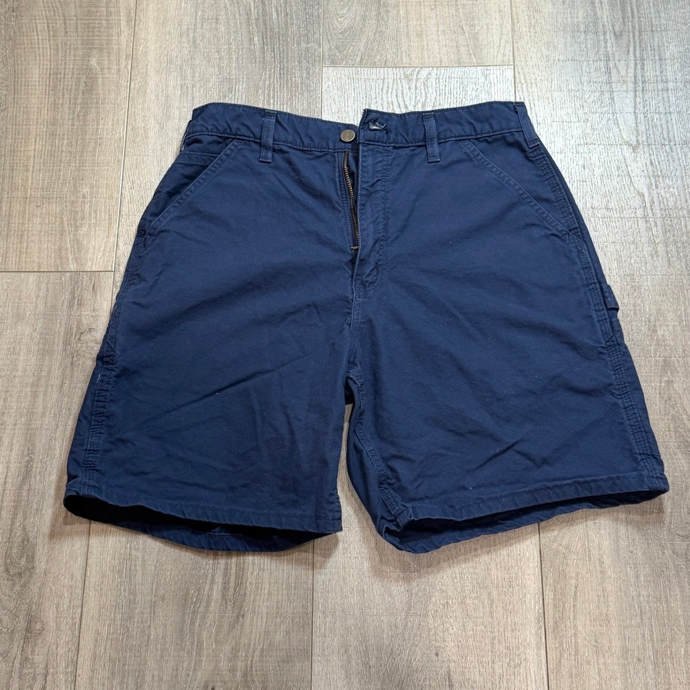 Carhartt VTG B144 Mens Navy Blue Canvas Carpenter Shorts Size 32